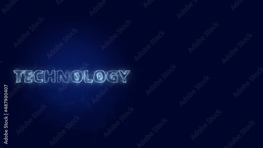 Poster Technology title with plexus effect. Connected lines with dots. Lines title plexus