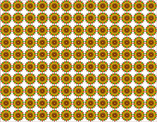 Pattern made up of flowers in yellow, green, orange colors. Floral background.