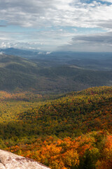 Aerial View of Fall Trees with Foliage in the Distance at Old Rag