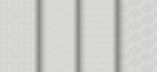 Fototapeta premium Set of light gray seamless patterns, vector