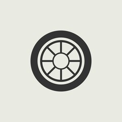 Car wheel vector icon illustration sign