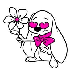 Hare flower postcard love illustration cartoon