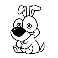 Fototapeta premium Little dog puppy character sitting illustration cartoon