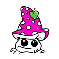 Little fly agaric mushroom character illustration cartoon