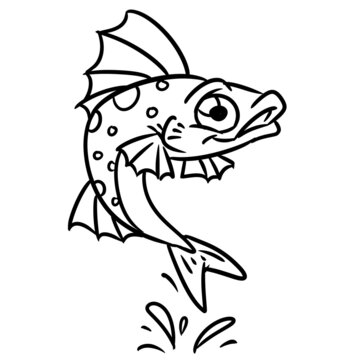 Fish character outline illustration cartoon