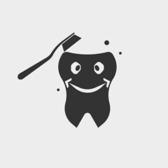 Brushing teeth vector icon solid grey