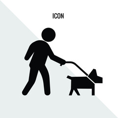 Dog walking vector icon illustration sign