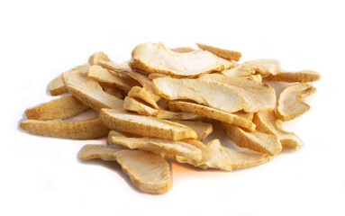 Dried Apple Slices, Homemade, in a Heap or Pile Isolated on White