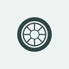 Car wheel vector icon illustration sign