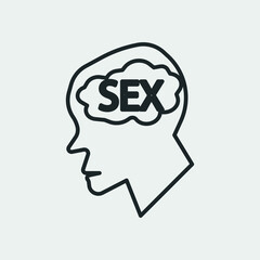 Sex thinking vector icon solid grey