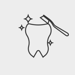 Obraz premium Toothbrush and tooth vector icon solid grey