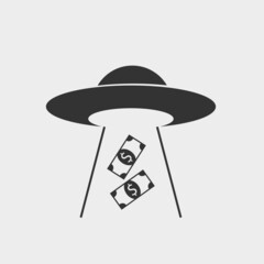 Ufo money vector icon solid grey