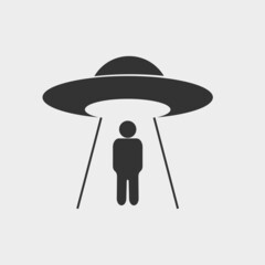 Ufo people vector icon solid grey