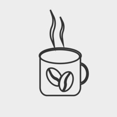 Coffee cup vector icon solid grey
