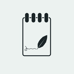 Feather contract signing vector icon solid grey
