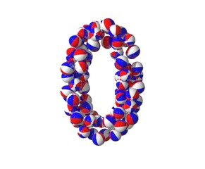 Beach Ball Themed Font Number 0