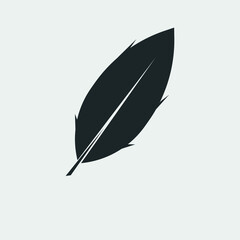 Feather pen vector icon solid grey