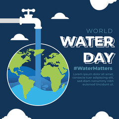 World water day poster earth globe tap of water Vector
