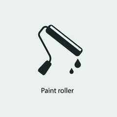 Paint roller vector icon solid grey