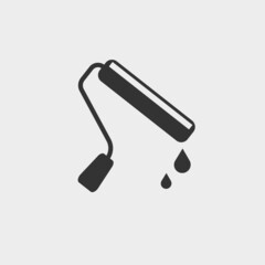 Paint roller vector icon solid grey