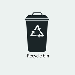 Recycle vector icon solid grey