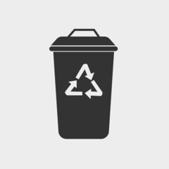 Recycle vector icon solid grey