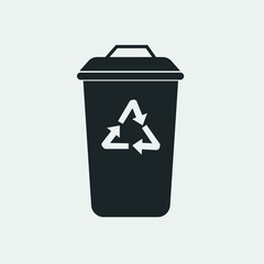 Recycle vector icon solid grey