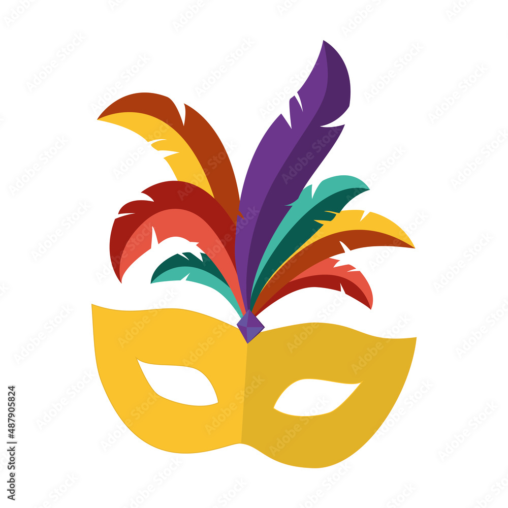 Wall mural Isolated carnival mask with feathers Vector