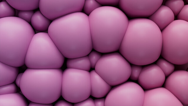 Pink 3D Soft Shapes squash together to make a Colorful abstract wallpaper. 3D Render. 