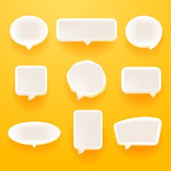 3D speech bubble thinking isolated on yellow background vector illustration set