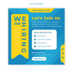 Social media post template for we are hiring job vacancy join us