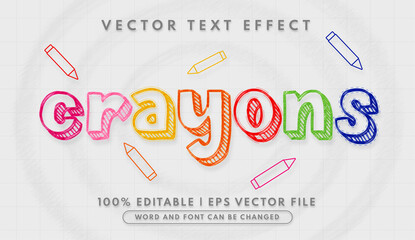 Colorful crayons editable text effect template - obrazy, fototapety, plakaty
