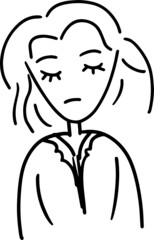 cartoon character outline face, line design, expression young women