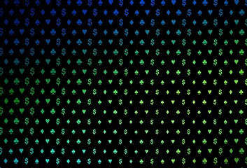 Dark blue, yellow vector pattern with symbol of cards.