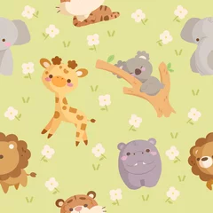 Poster Speelgoed Kawaii wild dier naadloos patroon