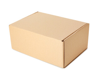 One closed cardboard box isolated on white