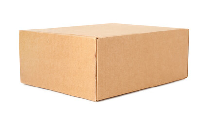 One closed cardboard box isolated on white