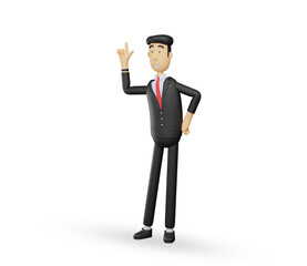 3d bussiness man character get ideas gesture isolated on white background .3d render illustration