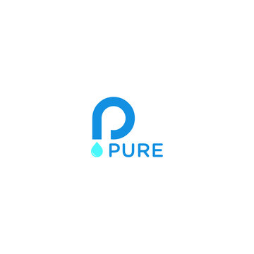 Initial Letter P with Droplet Fresh Water Drop Aqua logo design