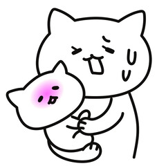 加工ok　ねこ素材No.117 子育て_発熱