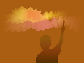 Smoke Bomb in Hand on illustration graphic vector