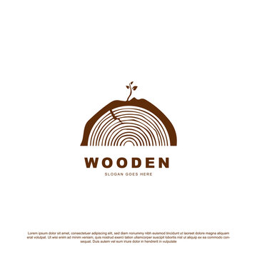 Simple nature wooden logo design vector