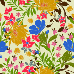 Fototapeta na wymiar Beautiful seamless pattern with floral background.