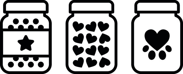 Pets treat jars, with some cookie and snacks