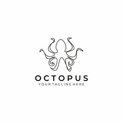 octopus logo line art vector illustration design creative nature minimalist monoline outline linear simple modern