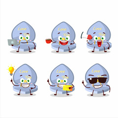 Blue love ring box cartoon character with various types of business emoticons