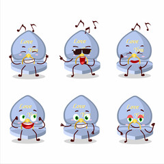 An image of blue love ring box dancer cartoon character enjoying the music