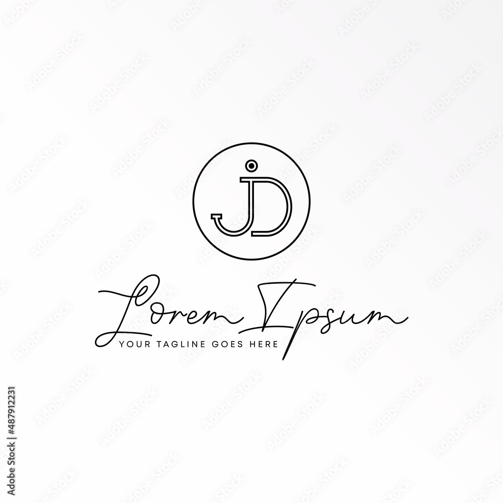 Poster Letter or word JD sans serif  line conneceted font image graphic icon logo design abstract concept vector stock. Can be used as a symbol related initial or monogram