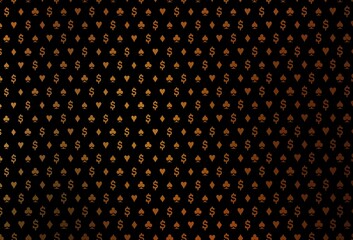 Dark yellow, orange vector texture with playing cards.
