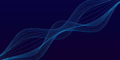 Abstract wavy vector illustration with glowing lines for web. Geometric technology digital modern blue background. 

